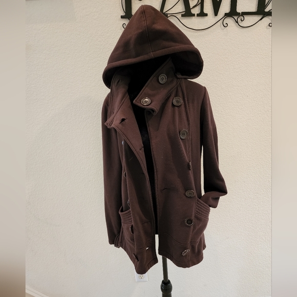 Glimmer Ladies Hooded Pea Coat size M - Picture 1 of 8